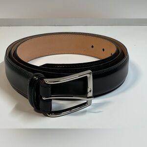 Martin Dingman Black Leather Belt with Silver Buckle 120/48 coachman leather.